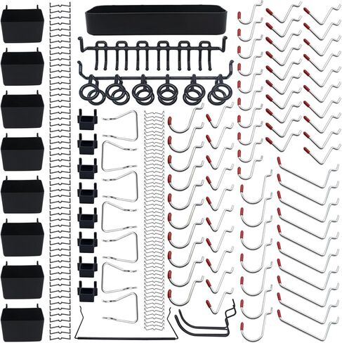 254 pcs Pegboard Hook Assortment PegBoard Accessories, PegBoard Hooks, Pegboard Bins , Pegboard Tool Organizer, Pegboard Kit,Peg Hooks with Metal Hooks Set, Peg Locks for Organizing Storage Tools in Kuwait