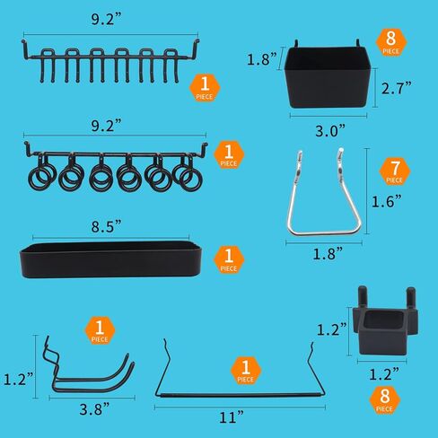 254 pcs Pegboard Hook Assortment PegBoard Accessories, PegBoard Hooks, Pegboard Bins , Pegboard Tool Organizer, Pegboard Kit,Peg Hooks with Metal Hooks Set, Peg Locks for Organizing Storage Tools in Kuwait