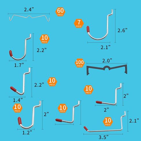 254 pcs Pegboard Hook Assortment PegBoard Accessories, PegBoard Hooks, Pegboard Bins , Pegboard Tool Organizer, Pegboard Kit,Peg Hooks with Metal Hooks Set, Peg Locks for Organizing Storage Tools in Kuwait
