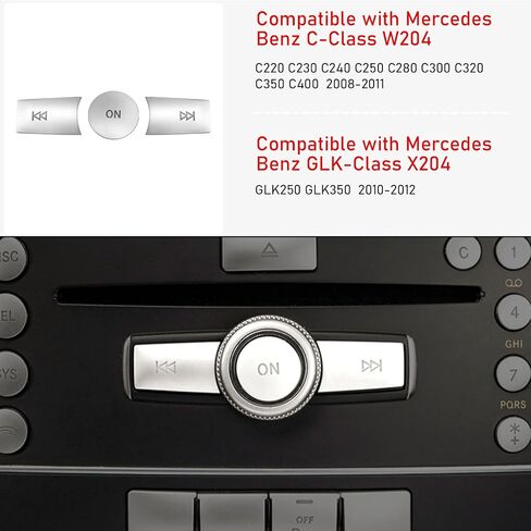 Jaronx Compatible with Mercedes Benz Radio Button Cover Stickers, X204/W204 Volume Button Sticker Radio ON Button Cover for B Class W246/C Class W204/ E Class W212/ G Class/ML W166 CL/SL/CLA/CLS/SLK in Saudi Arabia