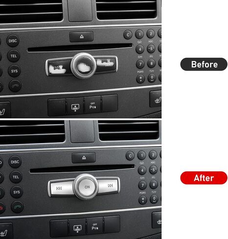Jaronx Compatible with Mercedes Benz Radio Button Cover Stickers, X204/W204 Volume Button Sticker Radio ON Button Cover for B Class W246/C Class W204/ E Class W212/ G Class/ML W166 CL/SL/CLA/CLS/SLK in Saudi Arabia