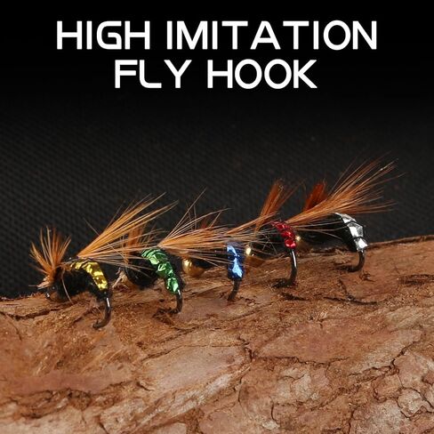 Fly Fishing Flies Kit, Dry Wet Fishing Flies 40/50/100pcs Handmade Fly Fishing Lures Assortment Kit Floating Baits for Bass Salmon Trout Streamers Nymphs with Free Tackle Box in Kuwait