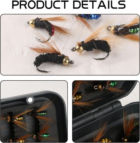 Fly Fishing Flies Kit, Dry Wet Fishing Flies 40/50/100pcs Handmade Fly Fishing Lures Assortment Kit Floating Baits for Bass Salmon Trout Streamers Nymphs with Free Tackle Box in Kuwait