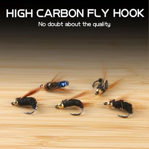 Fly Fishing Flies Kit, Dry Wet Fishing Flies 40/50/100pcs Handmade Fly Fishing Lures Assortment Kit Floating Baits for Bass Salmon Trout Streamers Nymphs with Free Tackle Box in Kuwait