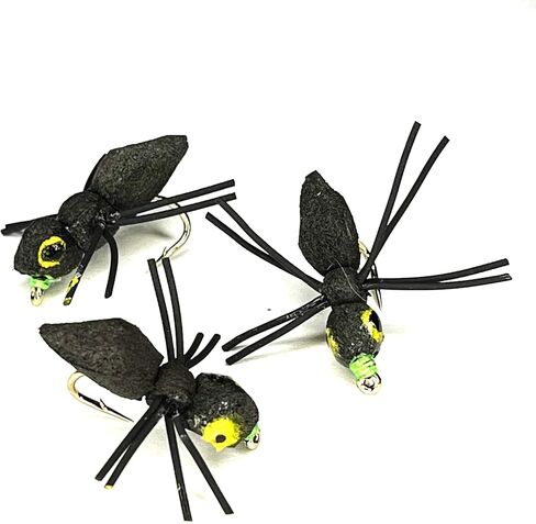 Big Eye Sponge Spider - Size #8, 10, 12 - Pack of 3 - Terrestrial Dry Fly Attractor - Unsinkable Foam - Dropper Rig - Flyfish for Trout Bass Bluegill Crappie in Saudi Arabia