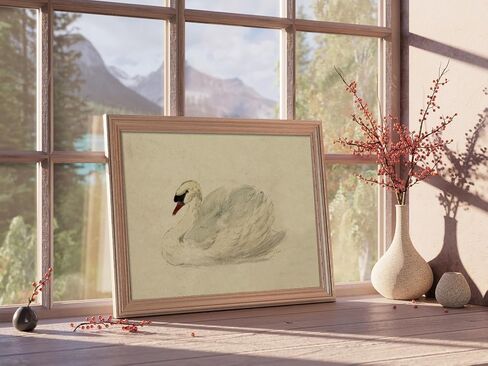 Kizbok خمر جدار الفن ديكور الكلاسيكية البجعة قماش يطبع مزرعة جدار ديكور ريفي الألوان المائية بجعة خمر الفن صور لغرفة النوم الحمام مكتب ديكور (8 "× 10"-غير مؤطرة) in Kuwait