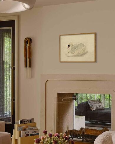 Kizbok خمر جدار الفن ديكور الكلاسيكية البجعة قماش يطبع مزرعة جدار ديكور ريفي الألوان المائية بجعة خمر الفن صور لغرفة النوم الحمام مكتب ديكور (8 "× 10"-غير مؤطرة) in Kuwait