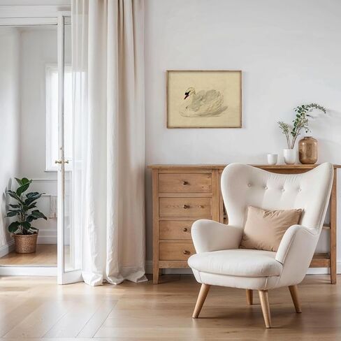 Kizbok خمر جدار الفن ديكور الكلاسيكية البجعة قماش يطبع مزرعة جدار ديكور ريفي الألوان المائية بجعة خمر الفن صور لغرفة النوم الحمام مكتب ديكور (8 "× 10"-غير مؤطرة) in Kuwait