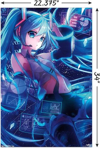 Trends International Hatsune Miku - ملصق حائط للشاشات، 22.375 بوصة × 34 بوصة، نسخة غير مؤطرة in Saudi Arabia