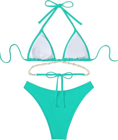 مجموعة بيكيني نسائية من COZYEASE مكونة من قطعتين وحمالة صدر مثلثة وجزء سفلي مرتفع القطع من ملابس السباحة in Kuwait