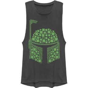 STAR WARS Girls Boba Clovers Junior's Racerback Tank Top