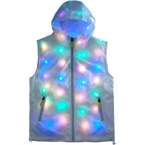 YNYW Mens Womens Unisex Flash Led Light Jacket Vest Trouser For Evening Festival Xmas Christmas Fancy Outdoor Party Costume