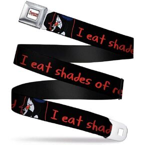 Buckle-Down Seatbelt Belt - Marceline - I EAT SHADES OF RED Black/Red - 1.0" Wide - 20-36 Inches in Length