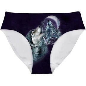 Women's Wolf Animal Print Sexy Bikini Briefs Soft Funny Underwear Shorts Panties