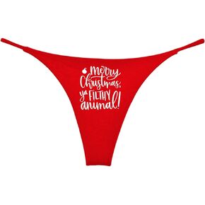 Southern Sisters Merry Christmas Filthy Animal Women's Christmas Thong Underwear Red