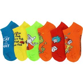 Bioworld Dr. Seuss Character Art Kid’s 6-Pair Ankle Socks