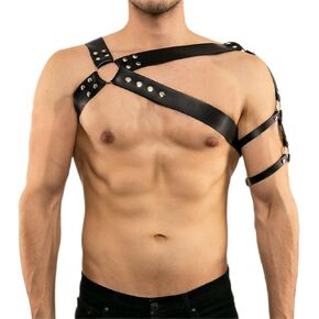 WRWMSLGO Men Adjustable Leather Chest Body Harness Punk Gothic Fetish Costumes Bandage Cosplay Party Sexy Slave Clubwear