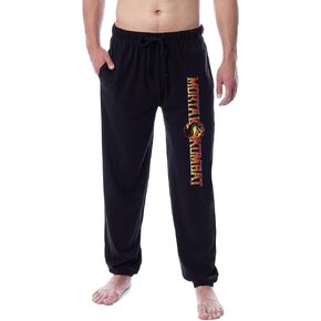 Mortal Kombat Men's Dragon Script Logo Video Game Loungewear Jogger Pajama Pants