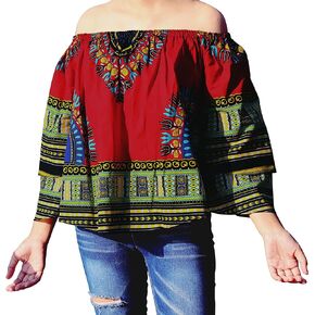 RaanPahMuang Ladies African Piratese Shirt Dashiki Cotton Africa Pirate Casual Top