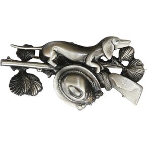 Breiter Hat Pin Hunting Sport Badge Rifle with Dachshund and Hat Traditional Brooch Jewellery Accessory
