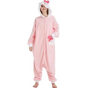 Magic Novelty Hooded Onesie One Piece Pink Pajamas for Women