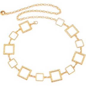 KunJoe Gold Loop Chain Belts for Women Fashion Metal Circle Belt Disco Belt for Jeans Dress