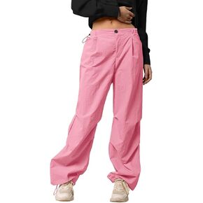 سروال باراشوت نسائي من SySea فضفاض مرن بخصر منخفض مكشكش Y2K مع جيوب in Kuwait