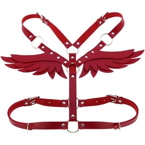 Women Girl Leather Body Bra Chest Harness Belt Adjustable Gothic Punk Angel Wings Waist Harness