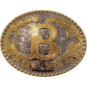 Western Belt Buckle Initial Letter B Cowboy Rodeo Gold Tone For Men and Women, Gold Tone, M in Kuwait