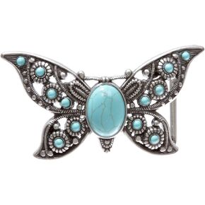 Perforated Turquoise Stone Butterfly Belt Buckle