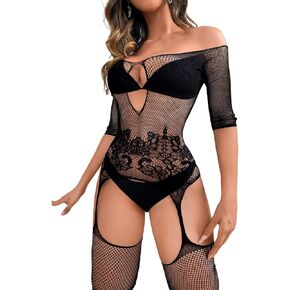 Fishnet Body Suits Ladies, Off The Shoulder, Sexy Stockings Lingerie