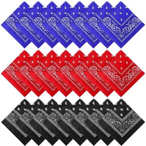 Suhine 24 Pcs Bandanas Bulk 22 x 22 Inch Paisley Bandanas Multi Purpose Outdoor Scarf Headband Handkerchief for Men Women