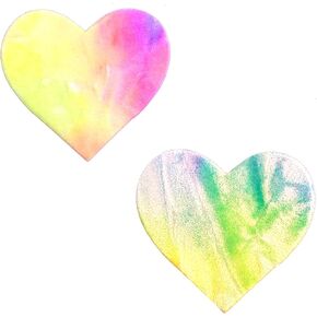 Neva Nude Velvet Rainbow Sherbet Tie Dye I Heart U Nipztix Pasties Nipple Covers for Festivals, Raves, Parties, Lingerie and More, Medical Grade Adhesive, Waterproof and Sweatproof, Made in USA