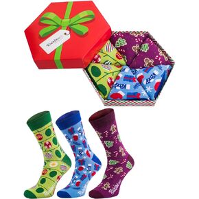 Rainbow Socks - Men Women Novelty Christmas Socks Box for Gift - 3 Pairs