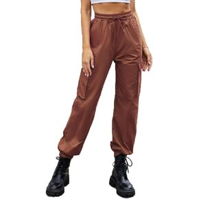 guyueqiqin Women's Drawstring Cargo Jogger Pants Casual High Waist Workout Trousers with Pockets
