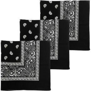 MDSTYLE 3 PCS 100% Cotton Bandana for Men & Women 22" x 22" Paisely Pattern Handkerchief Headband Scarf