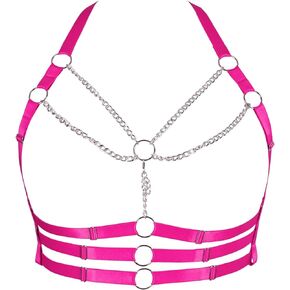 Plus Size Body Chain Harness Bra Strap Tops Full Caged Hollow Out Lingerie Women Fashion Halloween Rave Clothing