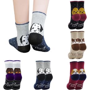 Lovful Funny Cute Socks for Teen Girls, Novelty Cartoon Cotton Socks, Cartoon Dog Socks Women 5 Pairs, Multicoloured