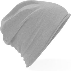 Unisex Plain Jersey Beanie Hat (One Size) (Heather Gray)