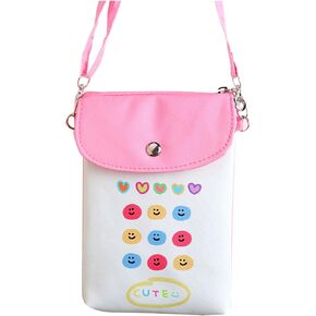 Smile Phone Wallet Little Girls Happy Face Phone Bag for Kids Smile Crossbody Bag Small Smiling Face Purse for Little Girls