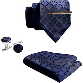 Mens Ties Sets with Pocket Square Hankerchief Tie Set Men Necktie for Formal Dress Tie Clip and Cufflinks for Men