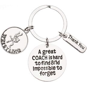 Wrestling Coach Keychain, Wrestling Coach Gifts, Great Coach is Hard to Find But Impossible to Forget Coach Keychain