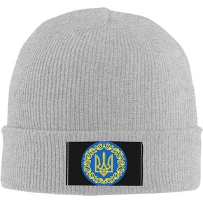 Ukrainian Flag Soft Stretch Warmth Beanie,Men Women Cuffed Thick Skull Knit Hat CapBlack