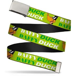 Buckle-Down Unisex-Adult's Web Belt, Daffy Duck w/Face Close-UP Greens, 1.5" Wide-Fits up to 42" Pant Size