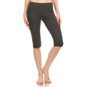 Women Soft Stretch Sports Yoga Skinny Capri Length Cotton-Spandex Leggings Tights (&Plus)