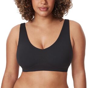 DELIMIRA Women's Natrelax Plus Size Wireless Bralette V Neck - Full Coverage Seamless Tshirt Bras Unlined Bra Wide Straps in Saudi Arabia