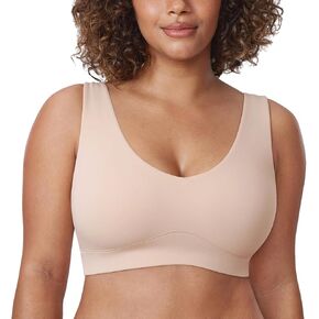 DELIMIRA Women's Natrelax Plus Size Wireless Bralette V Neck - Full Coverage Seamless Tshirt Bras Unlined Bra Wide Straps in Kuwait
