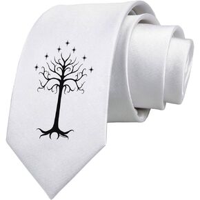 The Royal White Tree Printed White Neck Tie