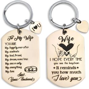 هدايا للزوجة - فكرة هدايا للزوجة لعيد الميلاد وعيد الحب وعيد الأم - لزوجتي سلسلة مفاتيح من الفولاذ المقاوم للصدأ in Kuwait