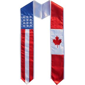 Del Mex Canada and USA Combo Graduation Flag Stole Sash Scarf Canadian American
